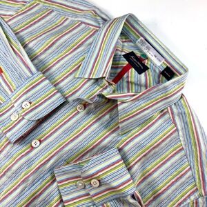 Indigo Palms Denim Co. Men's‎ Large Pastel Multi-Stripe Cotton Shirt